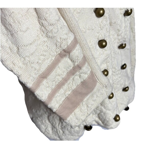 Free People Cream Military Style Lace Knit Sweater Jacket Size Medium Womens - Picture 3 of 9
